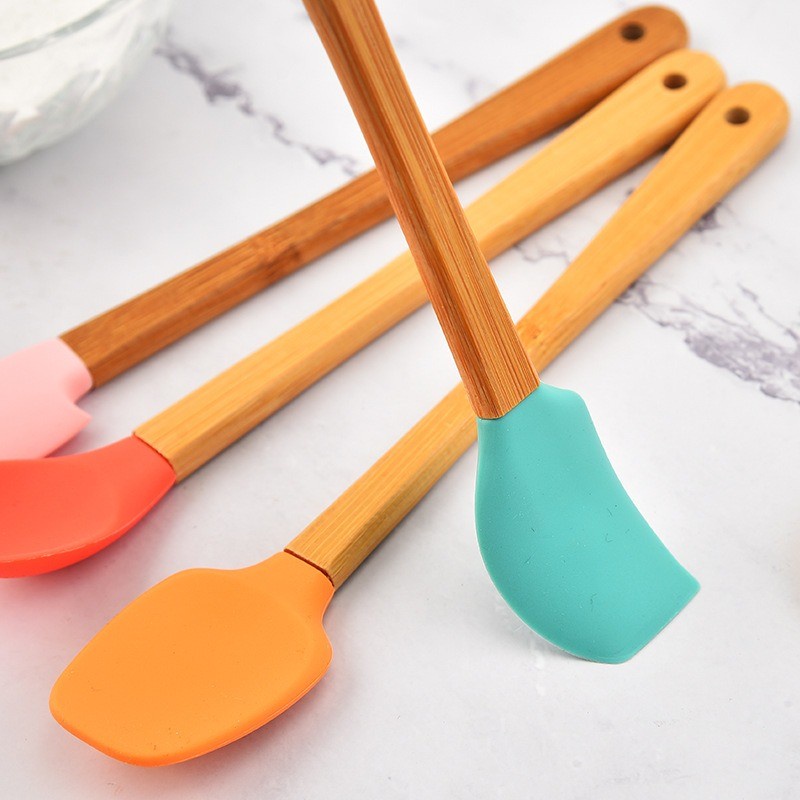 alat dapur 5 Pcs Mini Utensil Set Spatula Mini SILIKON kayu Baking Kuas Sutil Sendok Mini-2
