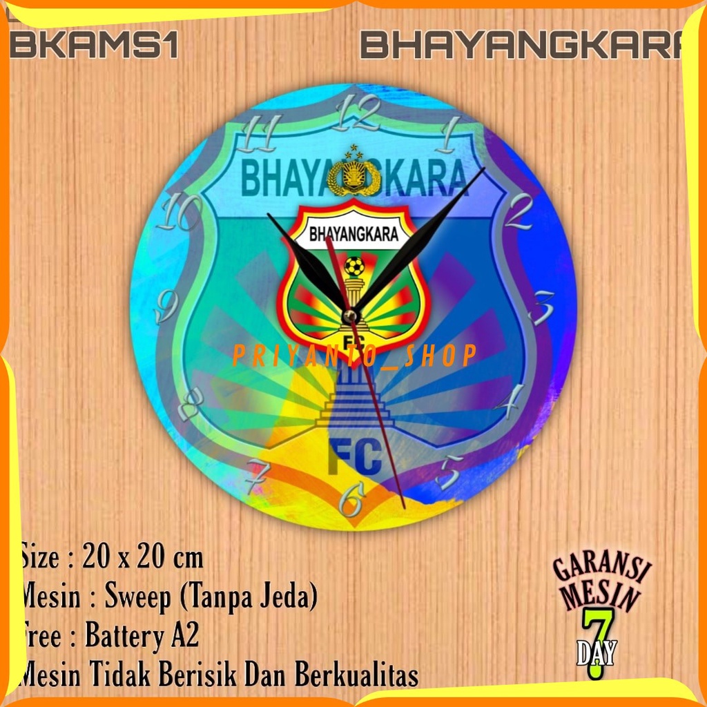 Jam Dinding Team Club Klub Sepakbola BHAYANGKARA FC Mesin Halus Sweep