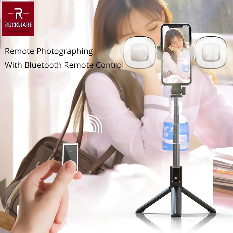 ROCKWARE RW-P40S-F Plus 2 LED - Selfie Stick with 2 LED Fill Light