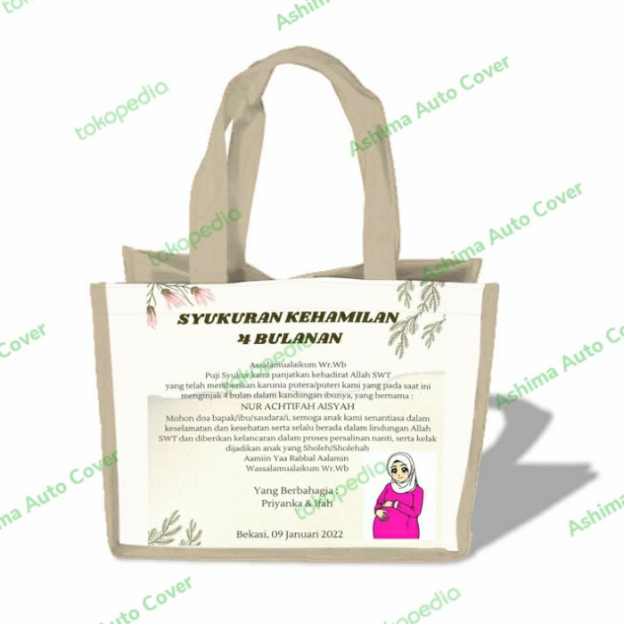 

tas goodie bag custom syukuran kehamilan, size nasi kotak 25*20*20