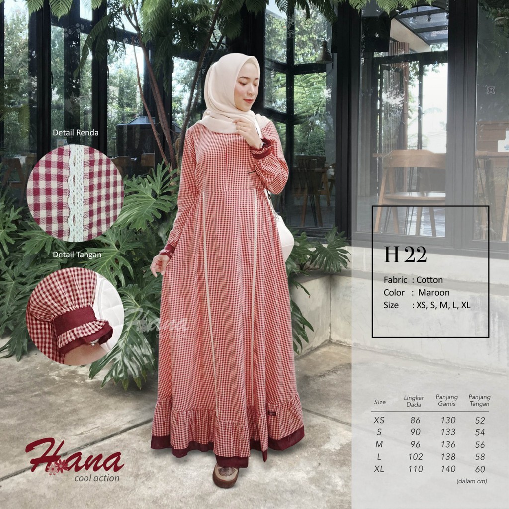 Tula Collection Gamis Model Terbaru Dress/Gamis Hana H-22 / Hana Cool Action 22