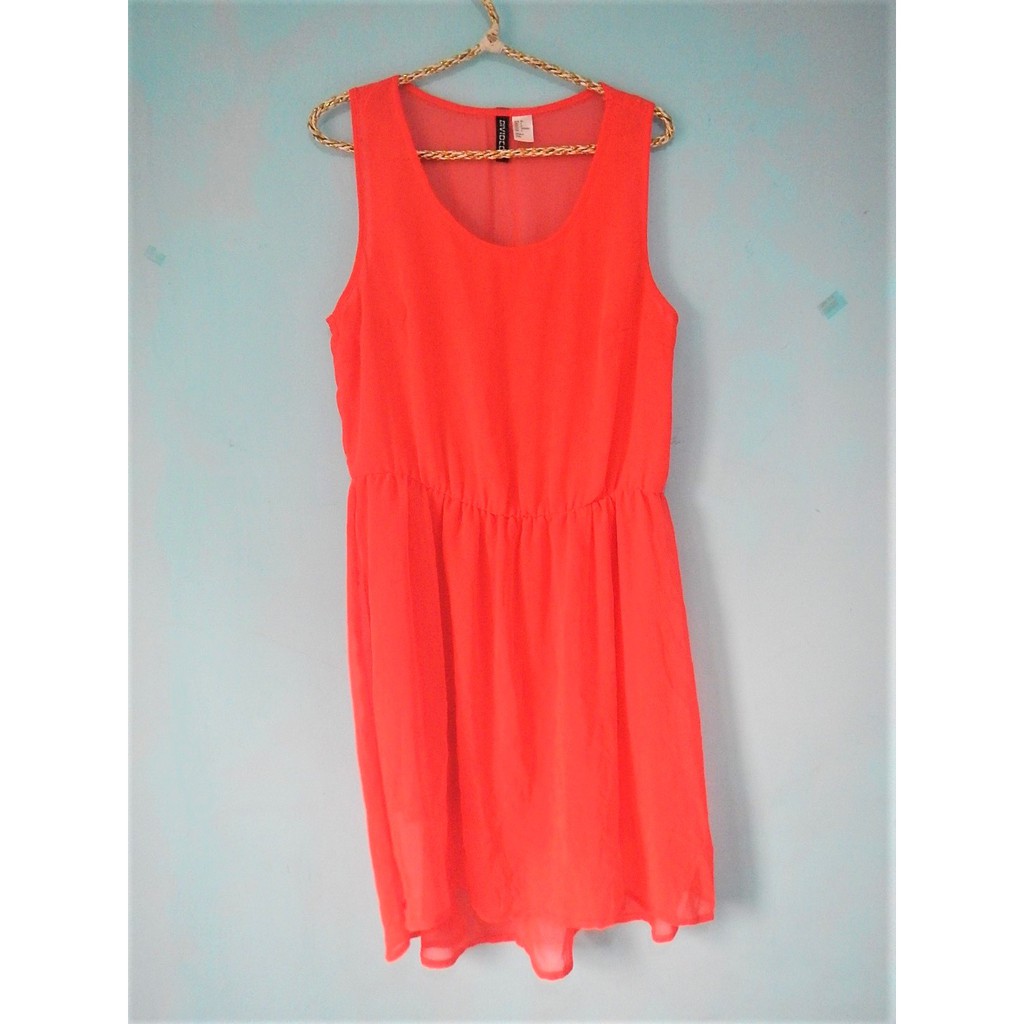 Divided h&m hnm hm mini dress red terusan merah swing rok gaun pendek