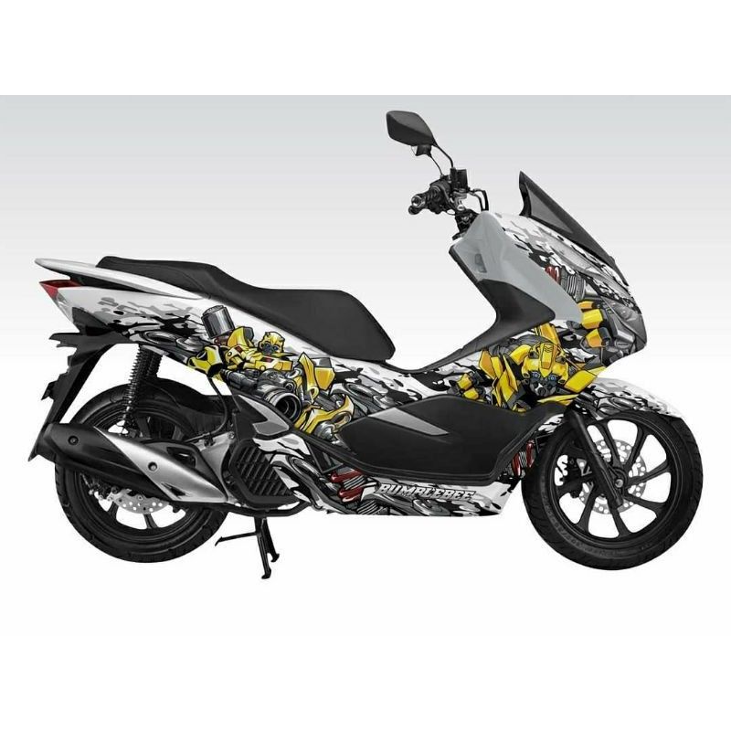 Jual Sticker Decal Honda Pcx Full Body Bumblebee Putih Variasi Kerennn