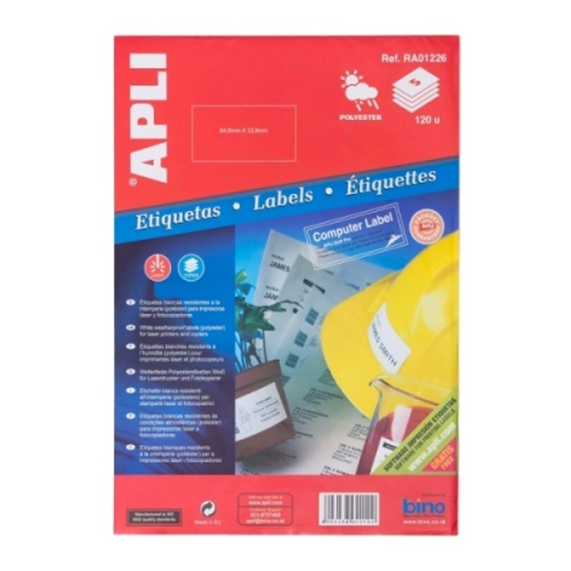 

[Zada] APLI Label Polyester White 64,6 X 33,8MM 120 unit RA01226