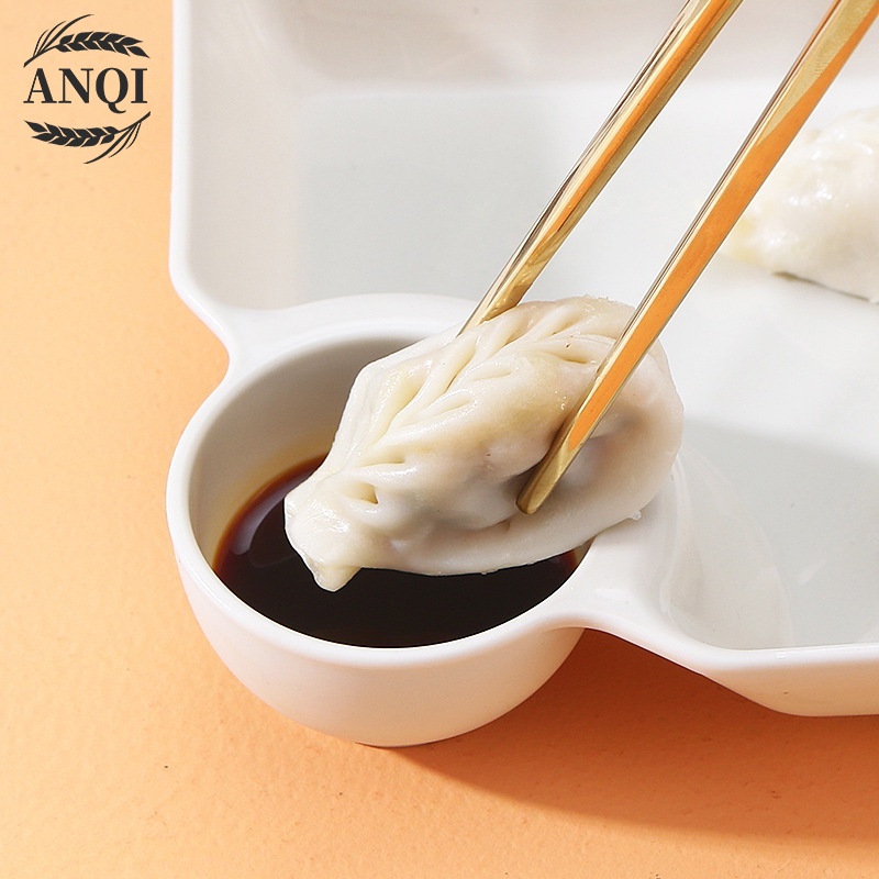 ANQI 1888 Piring Bisa Isi Saus 2in1 Mangkok Saus Piring Dimsum Makan Plate VS-91