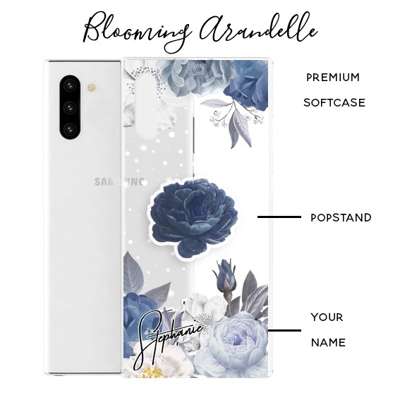 Premium Custom Case flowery with popsocket bunga cantik garden rose samsung s20 note10 iphone11 Kado