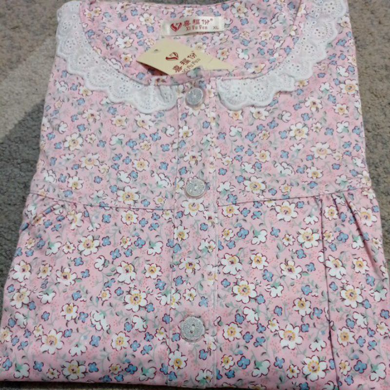 Piyama PP tebal full print L & XL-KANCING FLOW C PINK