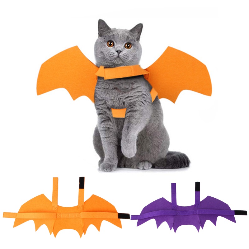 Kostum Halloween Model Kelelawar Dengan Tali Leher Dada Dapat Disesuaikan Untuk Kucing Anjing Peliharaan