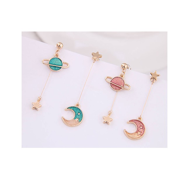 LRC Anting Tusuk Fashion Xingyue Asymmetric Earrings A5844X