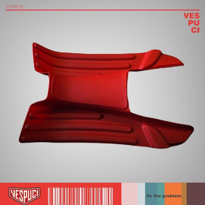 Floormate Karpet Lantai Pijakan Kaki Floordeck Merah SIP Vespa Matic Matik Metik LX 150 Karbu Italy 