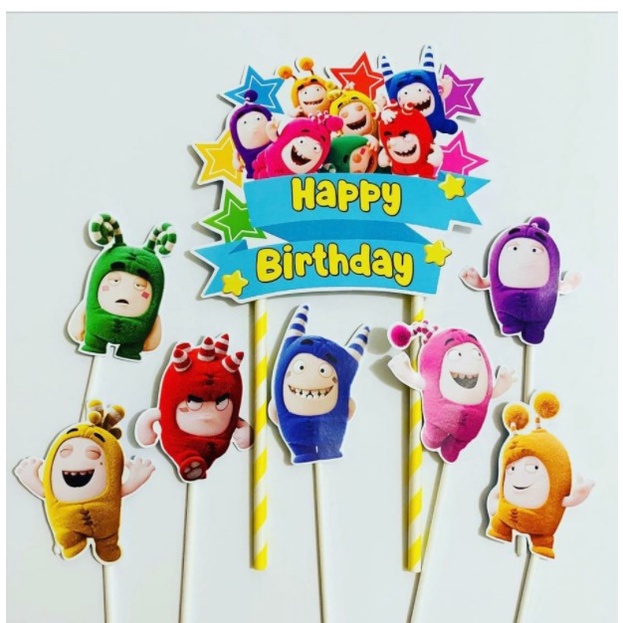 Topper Cake Birthday Hiasan Kue Ulang Tahun - Oddbods Ribbon