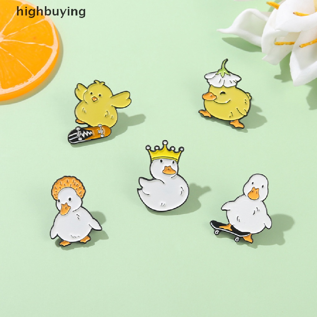 Hbid Bros Pin Enamel Desain Hewan Angsa / Bebek / Ayam / Sepatu Roda