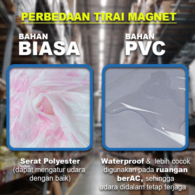 Tirai Pintu Magnet Solusi pencegah serangga masukTirai Magnet Elegan bahan plastik PVC (khusus ruangan berAC) / Tirai Pintu kama