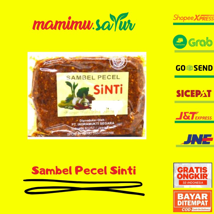 

BUMBU SAMBEL PECEL SINTI KEMASAN BUMBU KACANG BUMBU PECEL INSTANT SINTI BUMBU PECEL 100GR 200GR