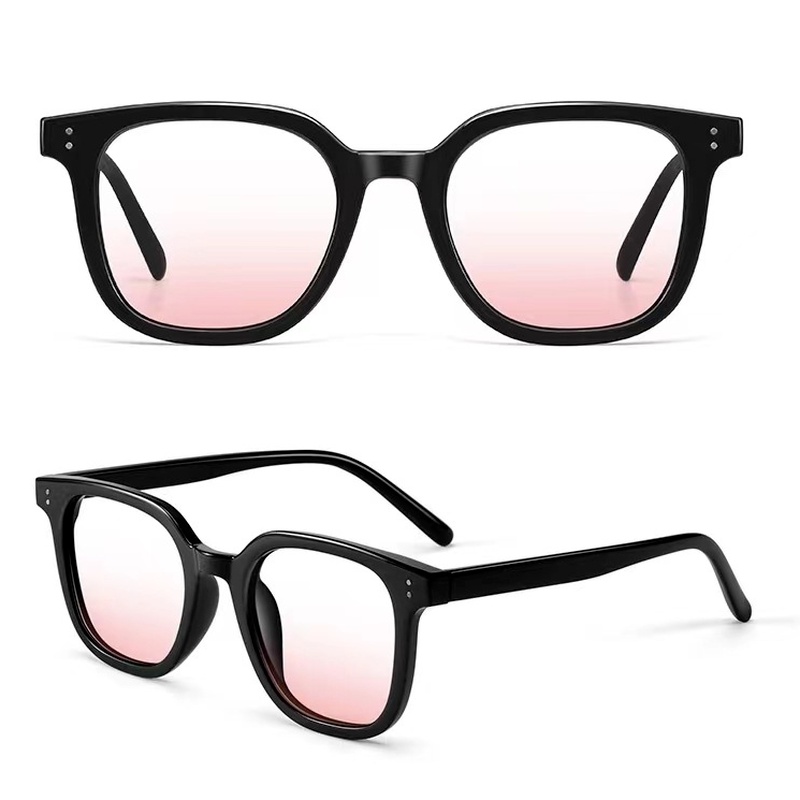 Papaozhu Korea Bingkai Hitam Pink Shade Lens Blush Sunglasses Untuk Wanita Perempuan Kacamata Kecantikan Trendy Eyewear Daily