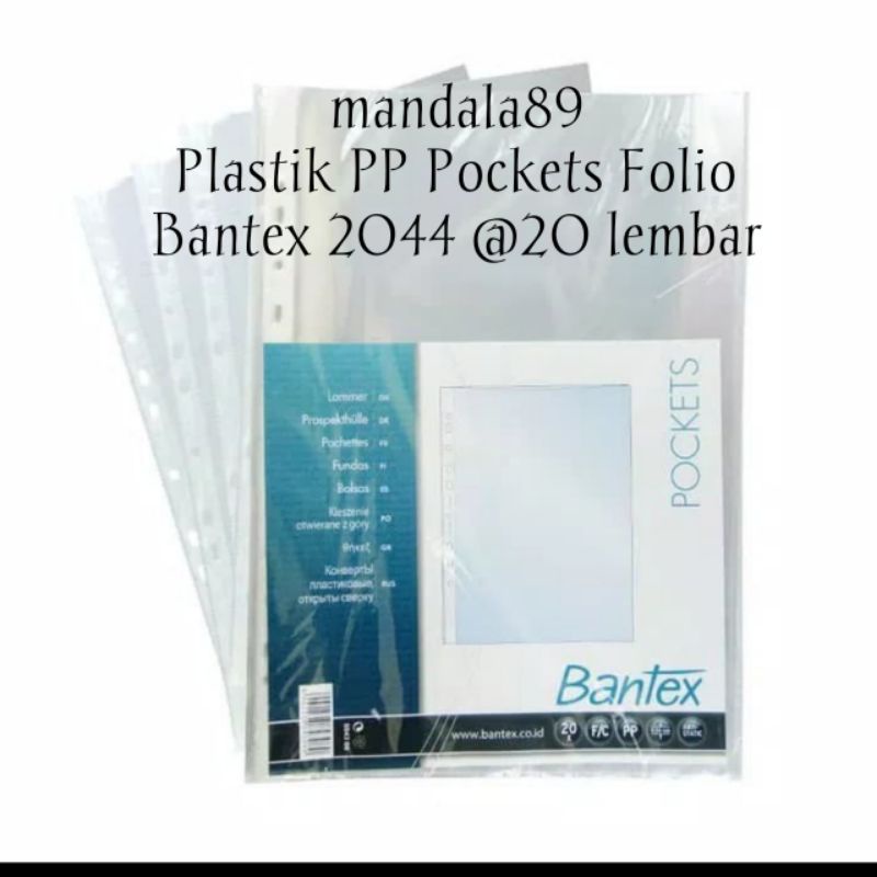 

Plastik PP Pockets Folio-0,06 mm @20 lembar merk Bantex 2044