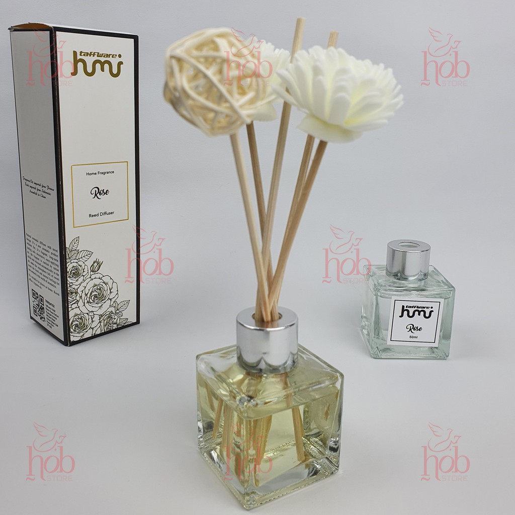Parfum Pengharum Ruangan Aroma Reed Diffuser Aromatherapy Stick Rotan Taffware 50ml-Rose