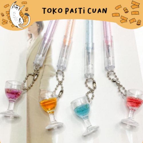 

pulpen pena gantungan cocktail gelas wine bisa COD tinta hitam keperluan anak sekolah pen lucu imut unik bolpen fancy import korea