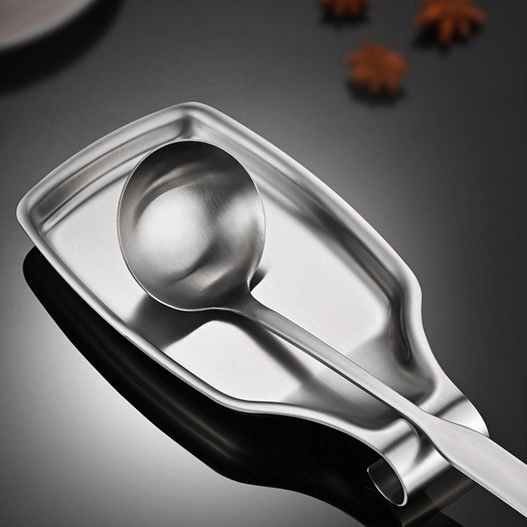 [Elegan] Sendok Istirahat Kompor Top Home Stainless Steel Alat Makan Heavy Duty Meja Spatula Stand