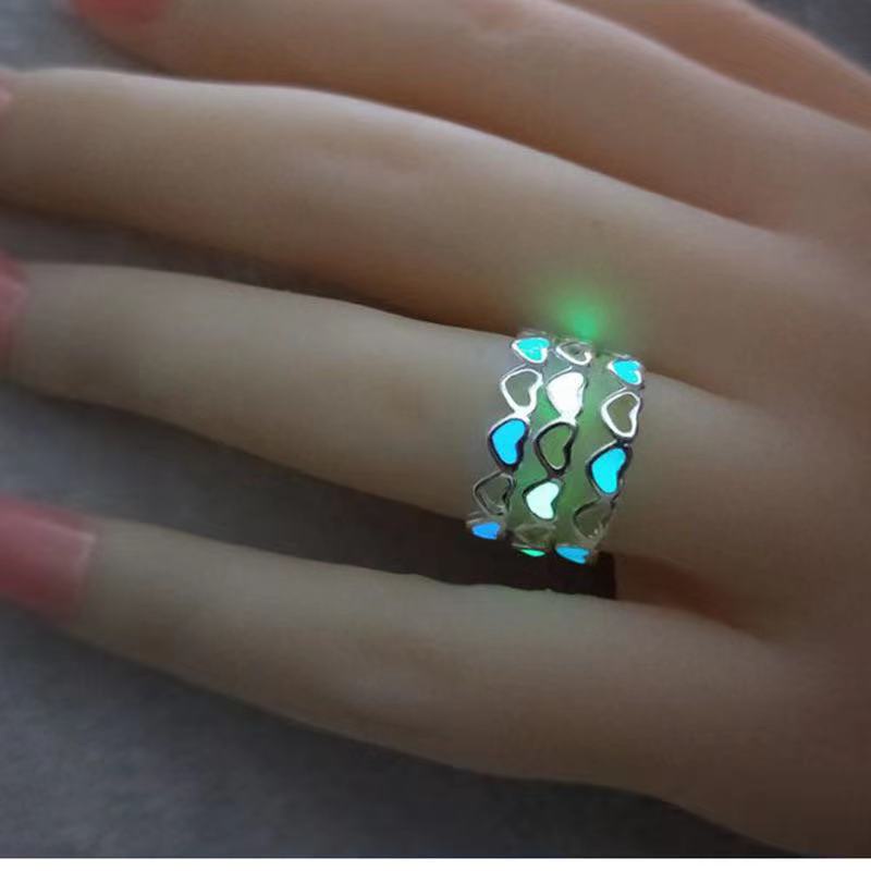 Cincin luminous adjustable Desain Hati Gaya Eropa Dan Amerika