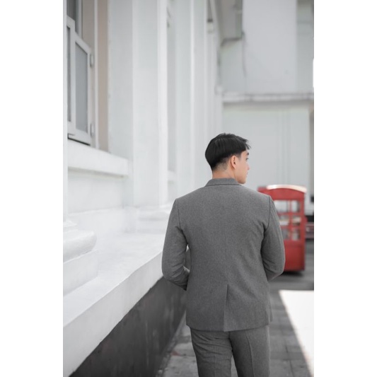 Mubeng - Elegant Jas Slimfit Light Grey (Free Cover Jas)