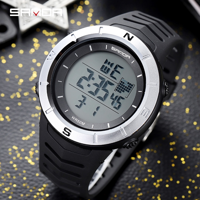 SANDA 5001 Jam Tangan Pria Digital Sport EL Backlight Tali Rubber Anti air WATCHKITE WKOS