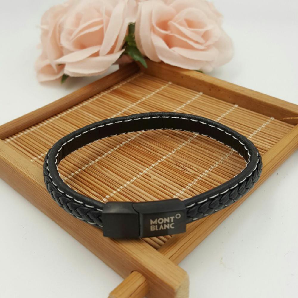 Jual Gelang Mont blanc kulit asli simple motif Limited