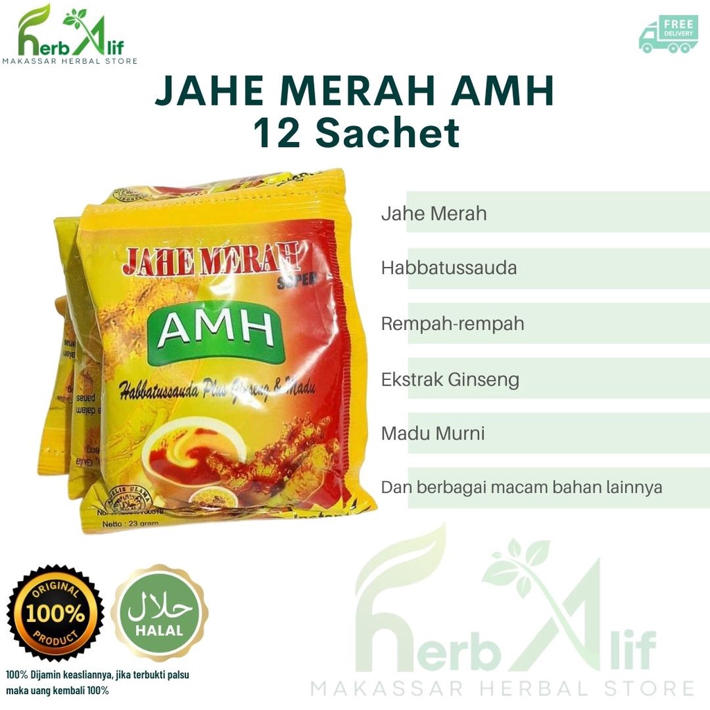 Jual Jahe Merah Amh Sachet Sachet Jahe Merah Amanah Jma Kemasan Kuning Makassar Herbal