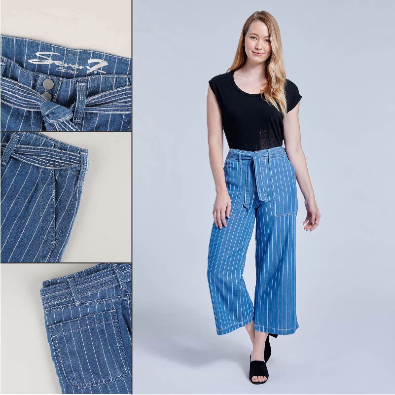 Kulot Wanita - Wide 7/8 Kulot Pants Wanita Model Besar [CG-SVN 01]-CG-SVN 01 BLUE WHITE