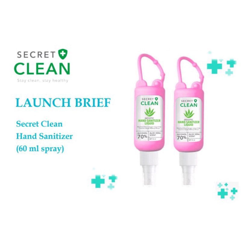 SECRET CLEAN - ANTISEPTIC HAND SANITIZER SPRAY 60ml LIQIUD dan 50ml GEL