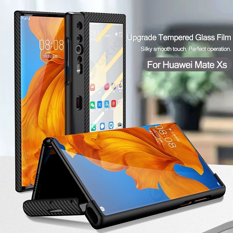 Flip Case Huawei Mate XS Mate X Flipcase Carbon Textured Full Body Protector Screen Cover Glass Casi