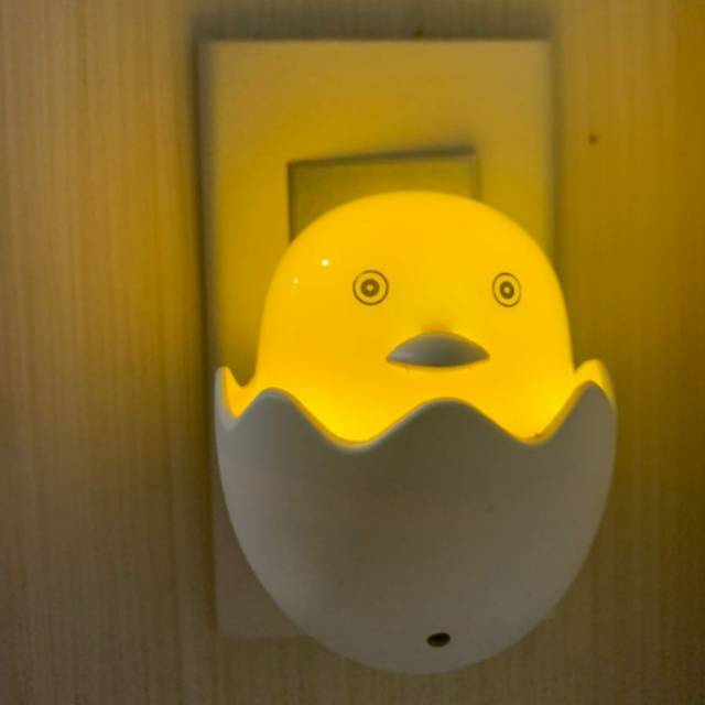 Lampu LED Tidur Kamar Anak Lucu Unik Lampu Telur Ayam Sensor Cahaya