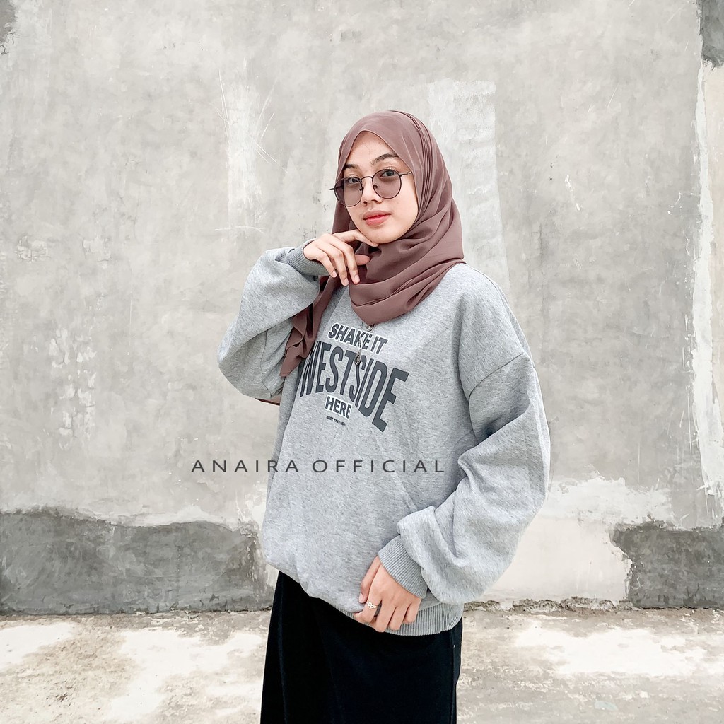 WESTSIDE HERE SWEATER SWETER SWITER PRIA WANITA OVERSIZE CREWNECK POLOS