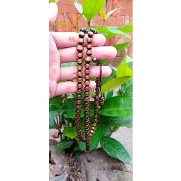 TASBIH MUSLIM AKAR BAHAR TALI ARUS KUNING/SERAT EMAS ASLI  8MM/MODEL BUDHA/AKAR BAHAR TUNGGAL ASLI