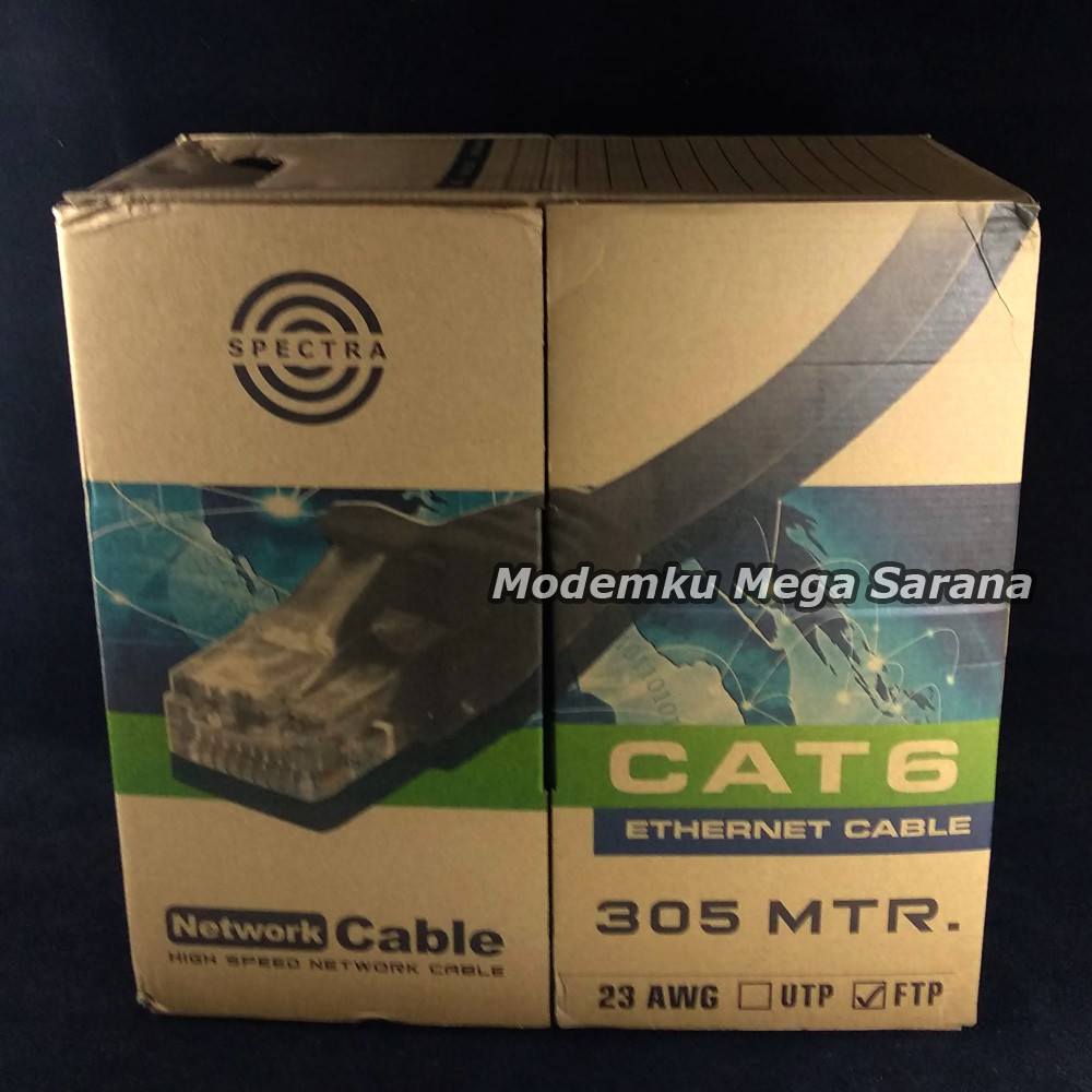 1 Roll 305 Meter - Kabel LAN FTP Hitam Kabel Jaringan Cat6 Spectra - Outdoor