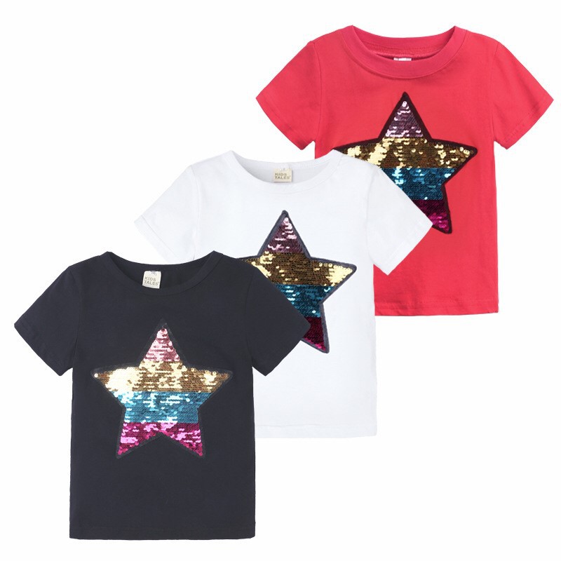 Kaos Anak Lengan Pendek Sequin / Kaos Flip Sequin Star