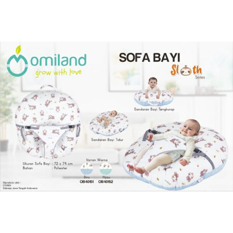 [2 kg] Omiland Sofa Bayi 2 in 1 Multifungsi (ada gasper ) Motif Sloth Series - OB40151-2