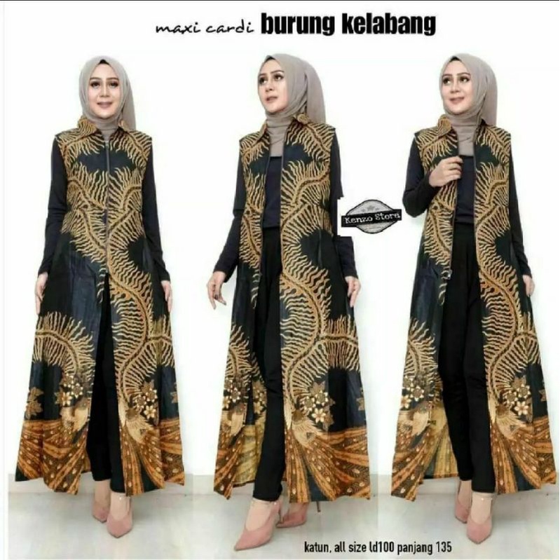 OUTER BATIK WANITA / CARDIGAN BATIK PANJANG ZIPPER DEPAN