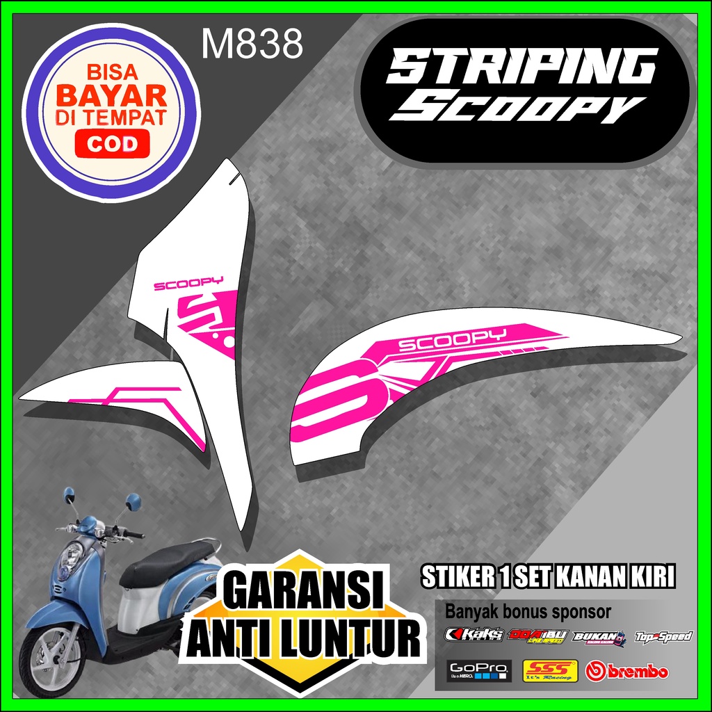 striping SCOOPY KARBU kode M838 - stiker sticker setiker variasi lis motor honda SCOOPY KARBU simpel