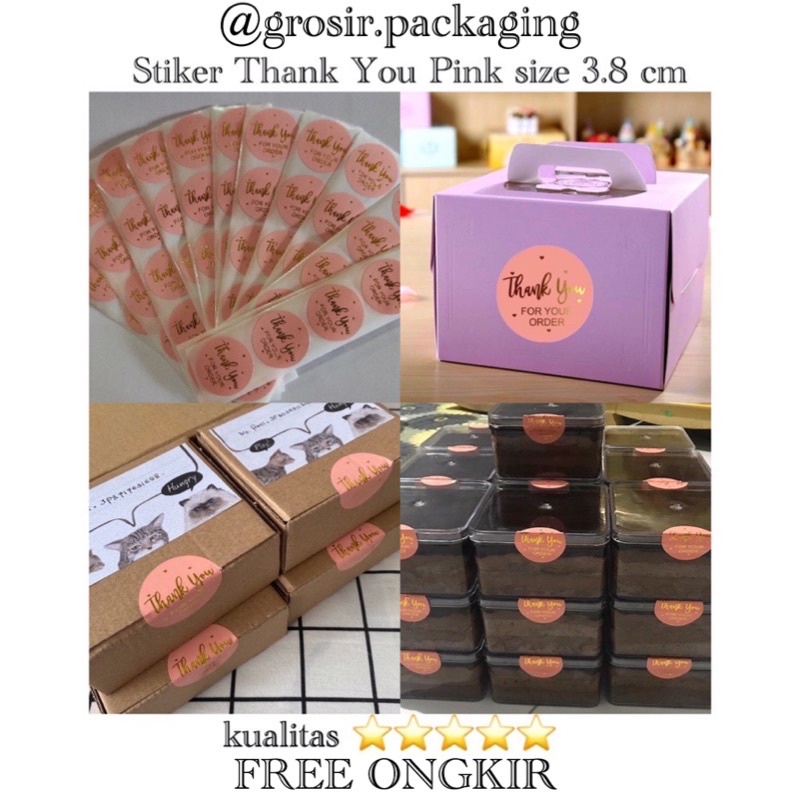 

Stiker Packaging Kotak Kue Thank You Pink ukuran 3,8 cm sticker kotak kue