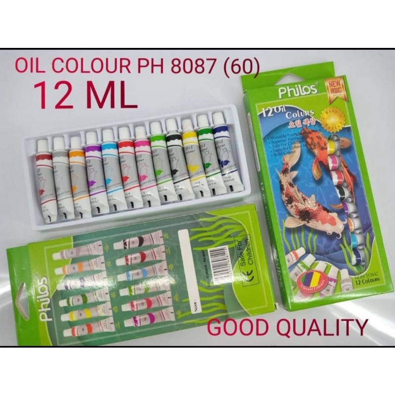 

Oil Colour Philos 12ml / Cat minyak Murah / Cat air Bagus 12 warna / Melukis / Mewarnai