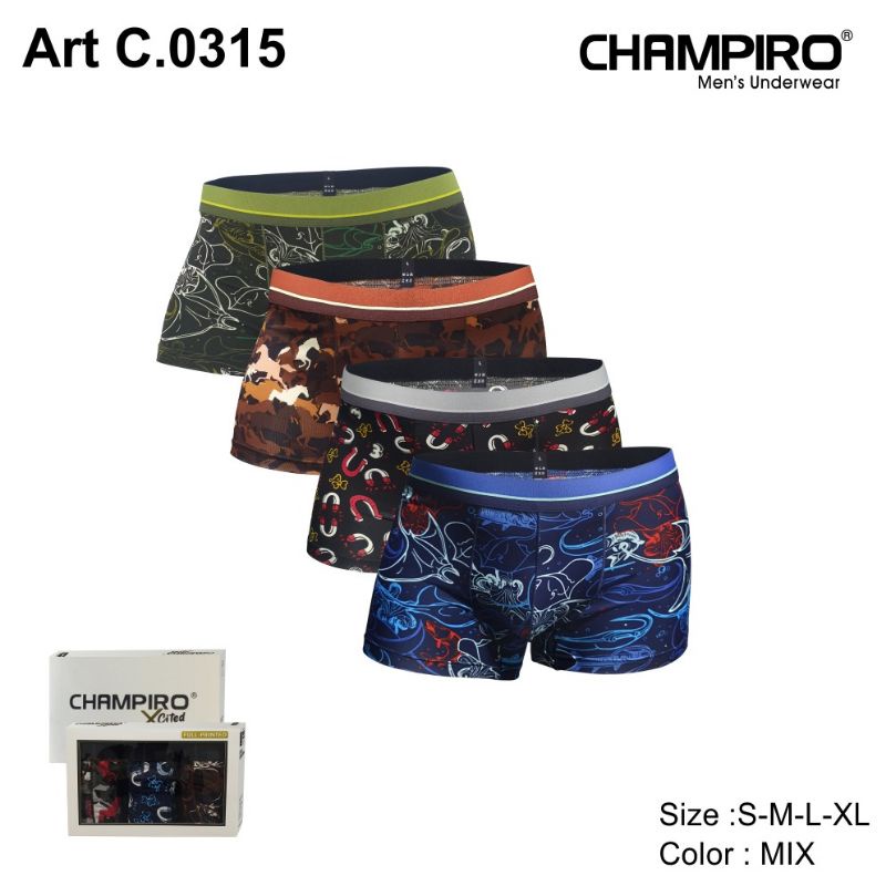 CHAMPIRO 0315 XCITED / celana dalam boxer pria (isi 3) / celana dalam pria dewasa