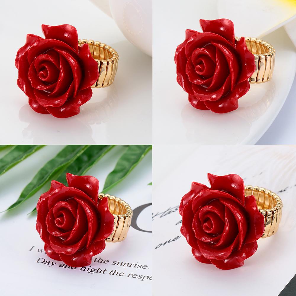 Chookyy Rose Cincin Wanita Bunga Floral Fashion Adjustable Statement