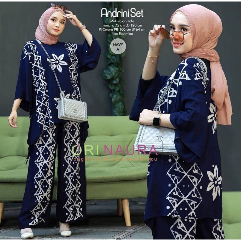 Andrini Set orinaura//[COD] ORI NAURA SET SINTYA TIEDYE RAYON SETELAN CP WAKA MOTIF POLKA BESAR