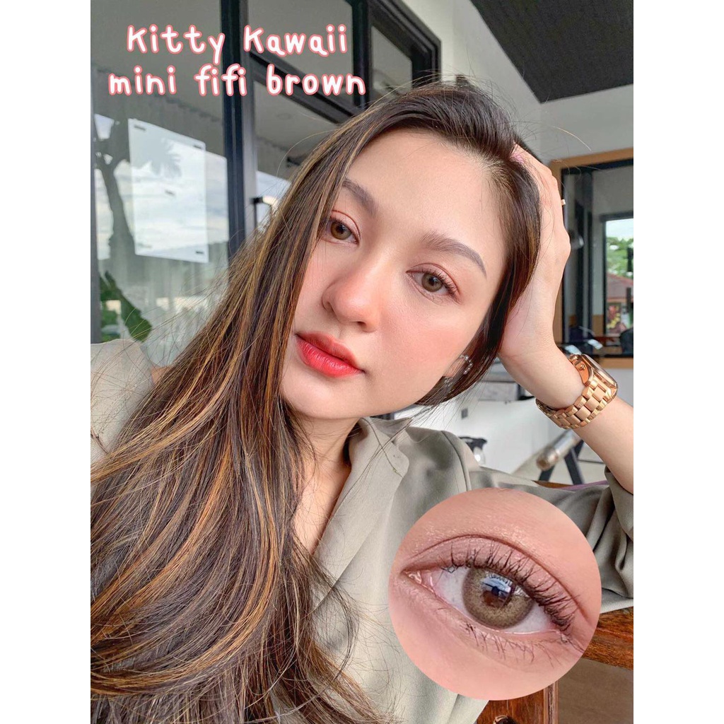 Softlens Kitty Kawaii Mini Fifi - Soflens Warna Gray Brown bisa Minus