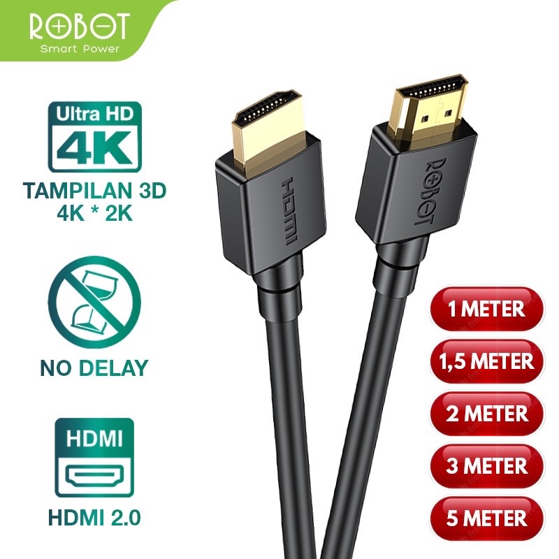 ROBOT RFH Kabel HDMI 4K 3D Round cable untuk HDTV LCD Projector RFH01 RFH02 RFH03 RFH015 RFH05 / 1M 1.5M 2M 3M 5M