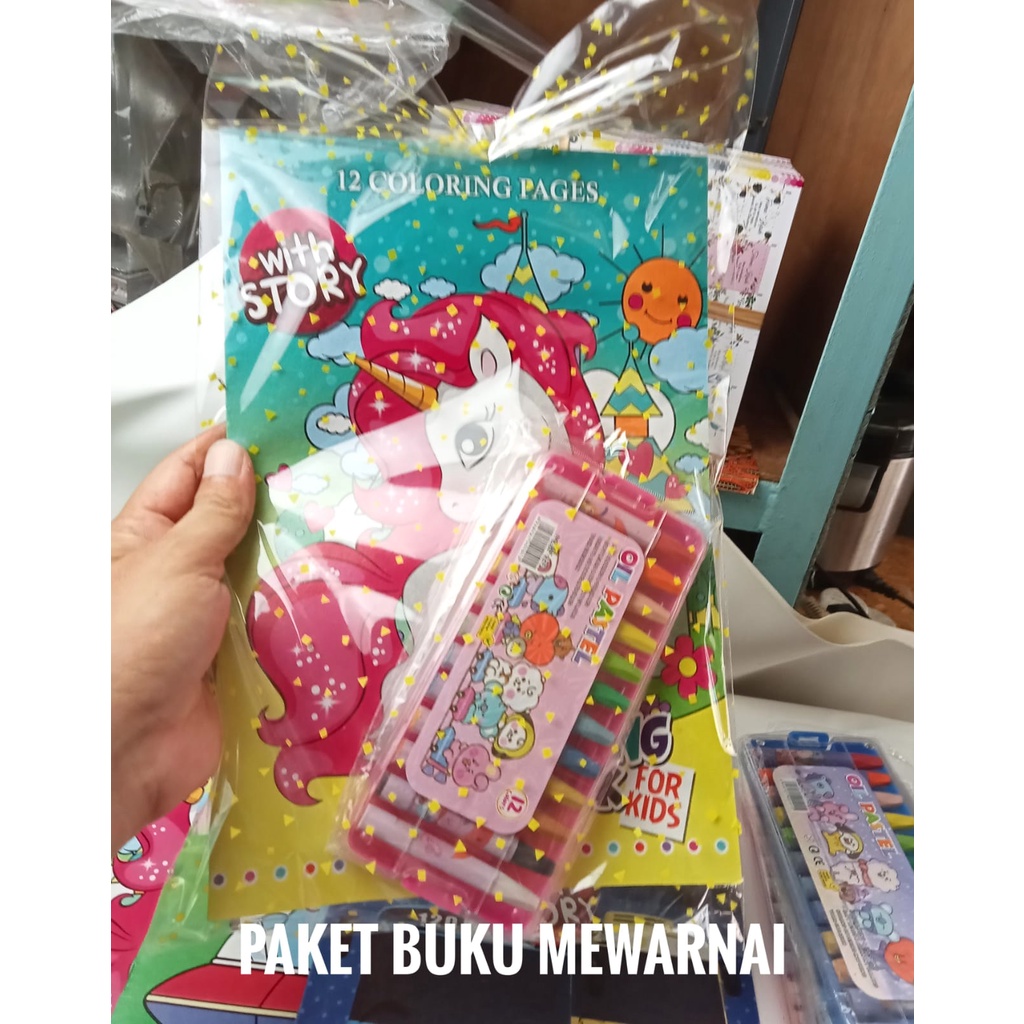 PAKET ULANG TAHUN BUKU MEWARNAI KARAKTER ANIMASI DAN CRAYON