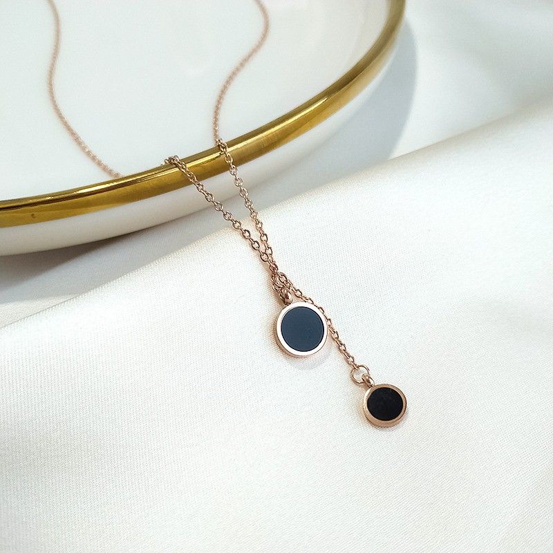 FerenHongXia Kalung European and American black oil dripping geometric small round pendant necklace l medan l lubukpakam l perbaungan l deliserdang l serdangbedagai l binjai l galang l tembung l batangkuis l jakarta l kalimantan