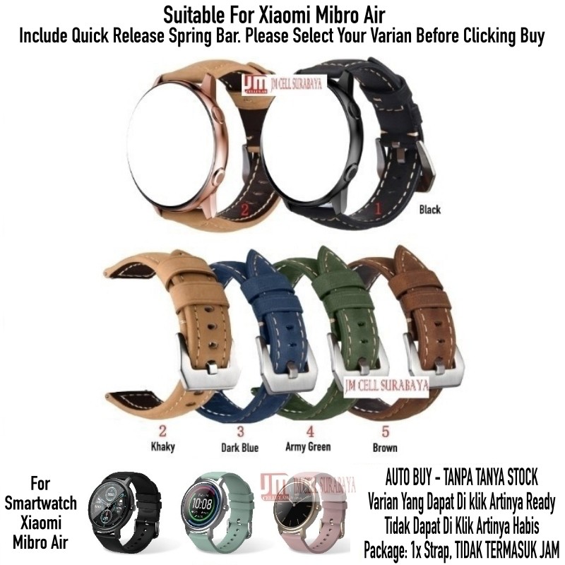 Tali Jam Watch Strap Xiaomi Mibro Air - Crazy Horse Leather Big Buckle