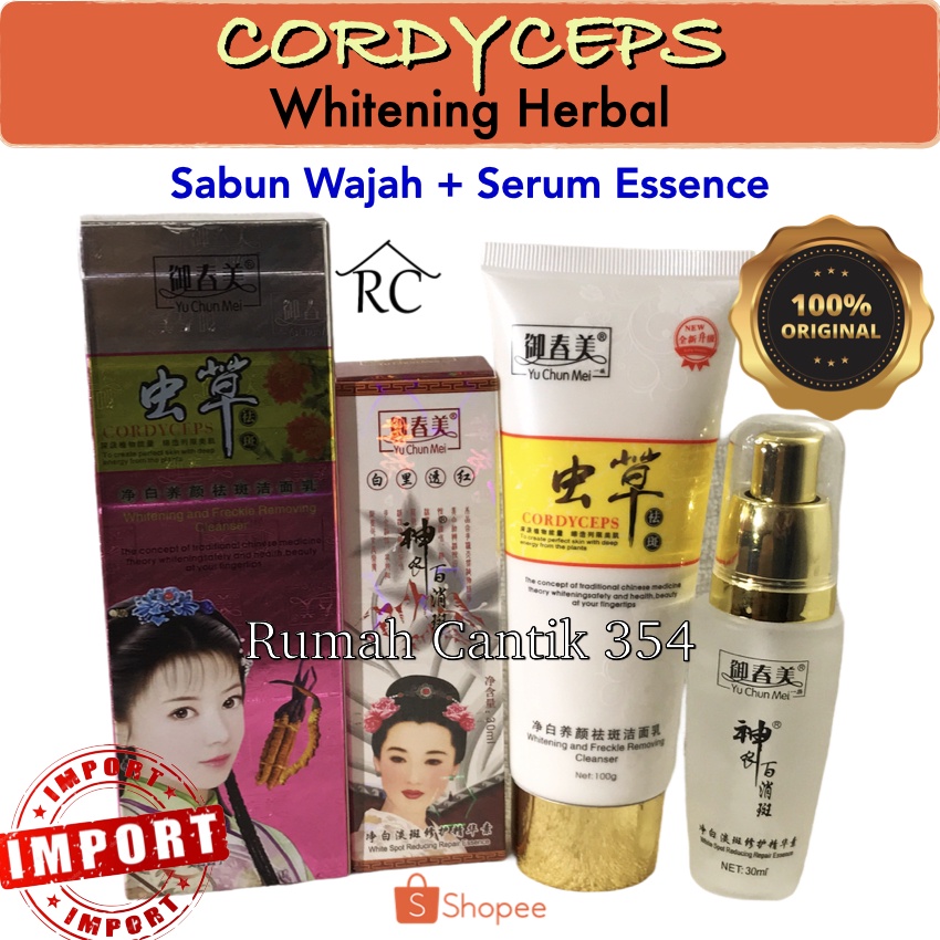 Cordyceps 2 in 1 Facial Cleanser &amp; Serum Essence Rumah Cantik 354 Paket 2 in 1 Yu Chun Mei Cordysep Sabun Serum Wajah Cordy Yuchunmei Original Import